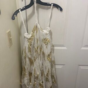 Pinnacle Shruti Sancheti  Cream Dress with Gold Trim